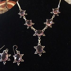 STERLING Silver & Pink Kunzite Necklace & Earrings
